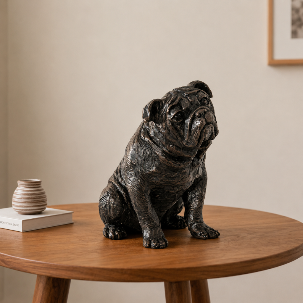 Bulldog Statue with Memory Capsule
