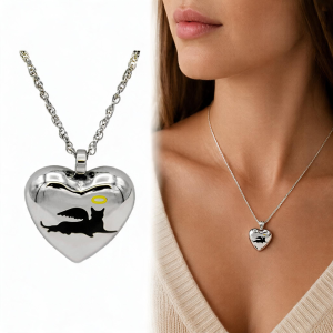 Cat Halo Heart Pendant