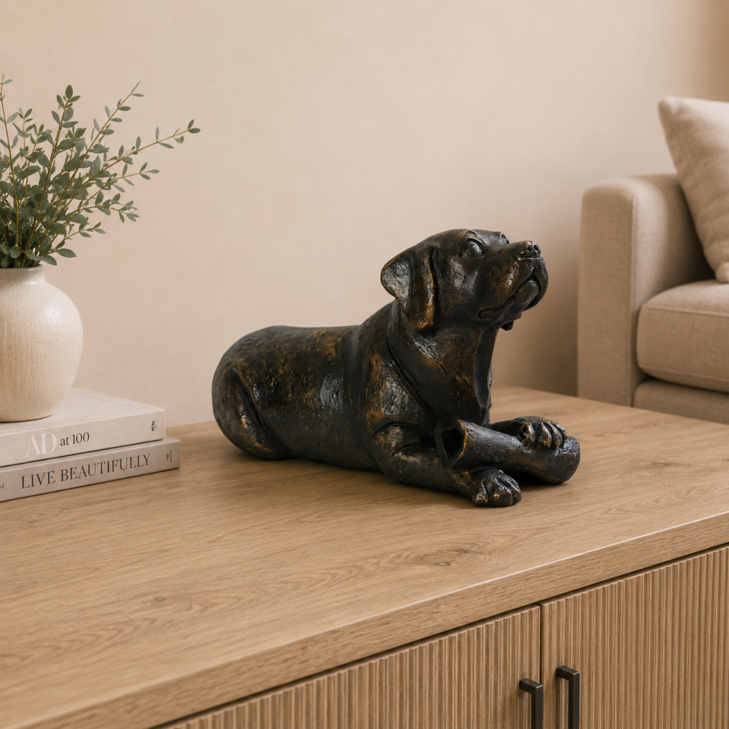 Dog with Bone Statue with Memory Capsule
