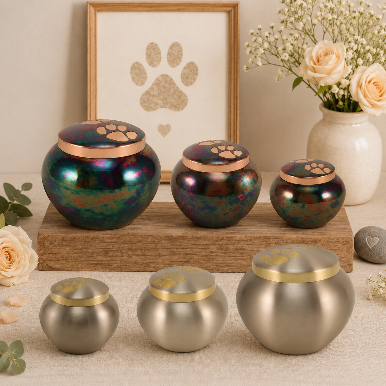 Double Paw Contemporary Metal Urn
