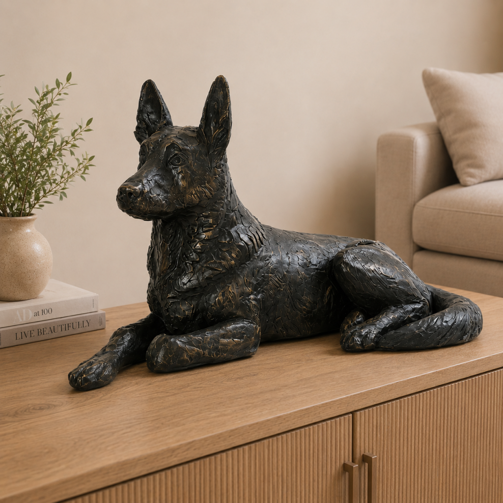 German Shepherd Statue with Memory Capsule