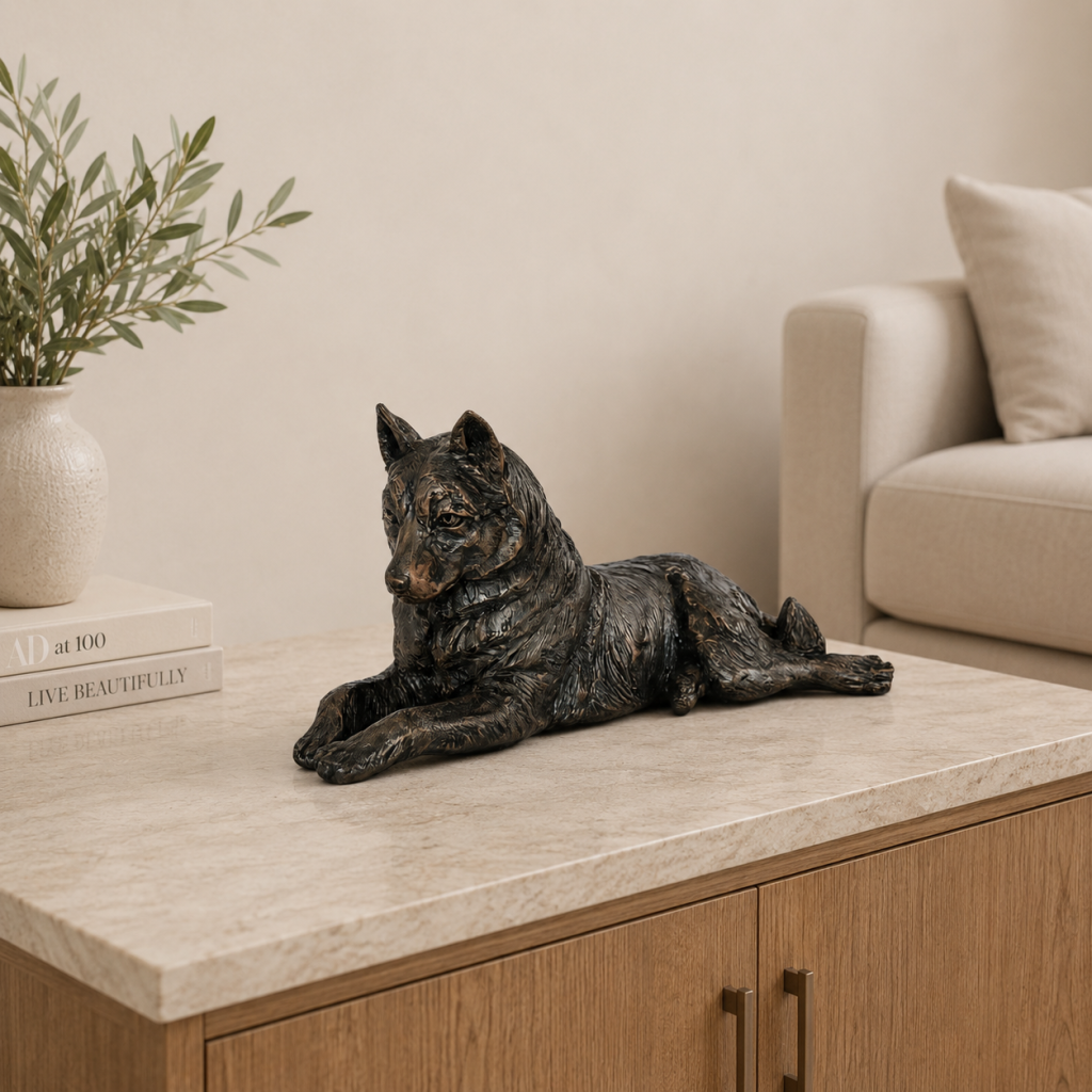 Siberian Husky Statue with Memory Capsule
