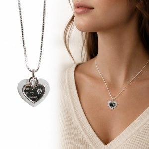 Heart With Verse & Paw Prints Pendant