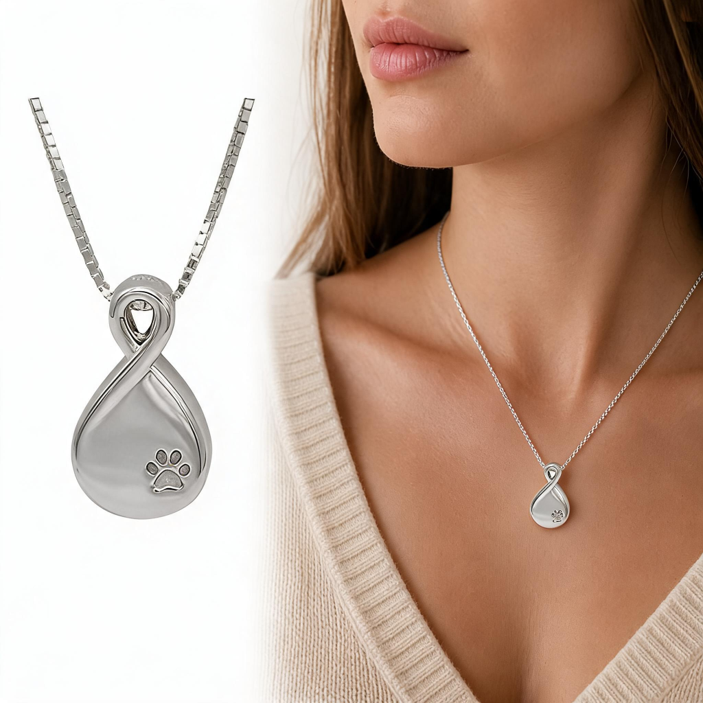 Infinity With Paw Prints Pendant Necklace