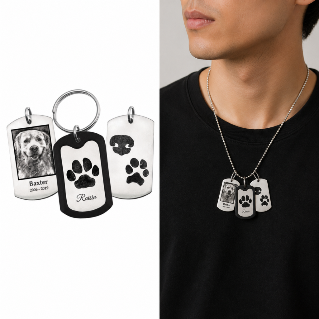 XL Stainless Steel Dog Tag Memorial Keepsake