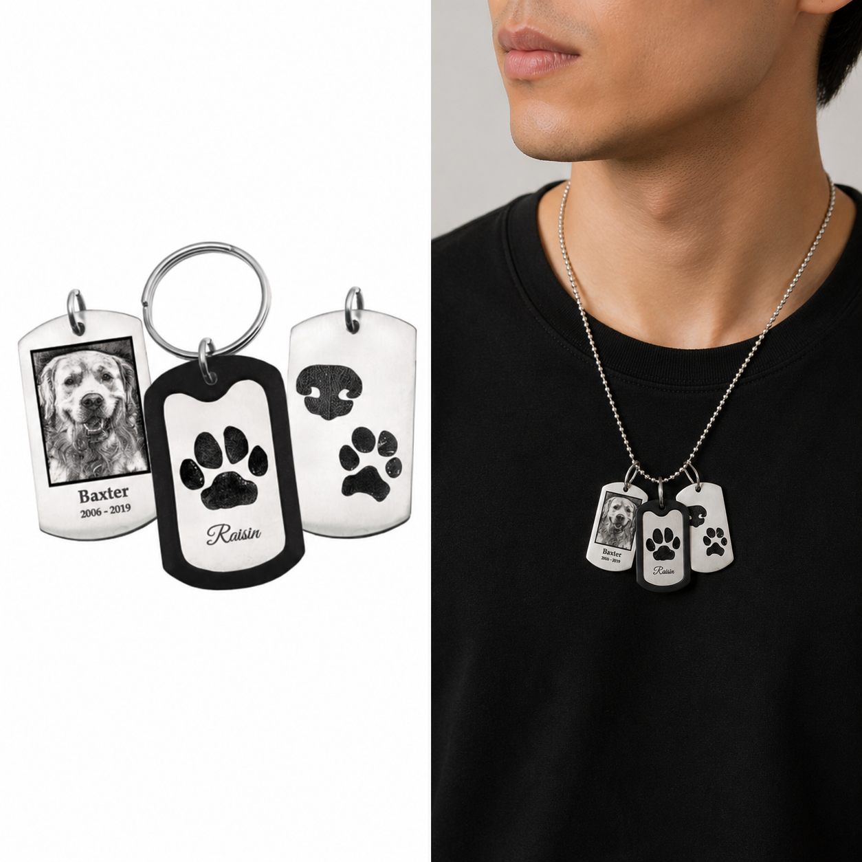 XL Stainless Steel Dog Tag Memorial Keepsake